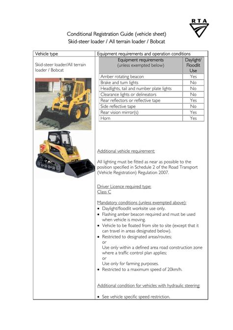 skid steer loader registration